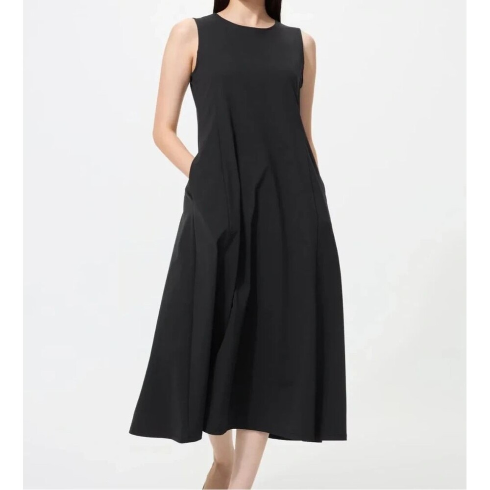 Uniqlo Ultra Stretch AIRism Sleeveless Dress Fit & Flare Black Size L New!